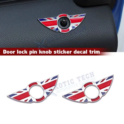 Anillos emblema ala perilla de cerradura de puerta Union Jack rojo/azul para Mini Cooper R55 R56 R57 Foto 1 de 4