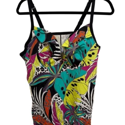 Женские Lane Bryant плюс размер Cacique леопард цветной танкини купальный костюм Топ 40D - Изображение 1 из 4
