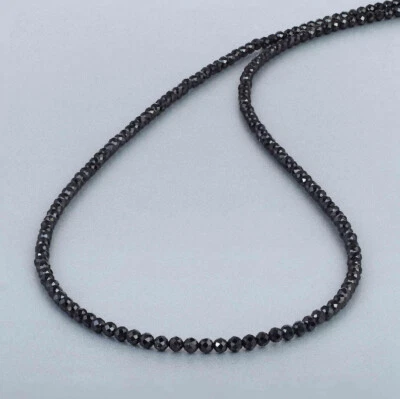 Collar gargantilla cuentas micro facetadas rondelle piedras preciosas turmalina negra de 3 mm 18" Foto 1 de 4