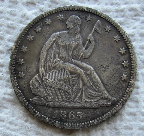 1865-S Seated Liberty Half Dollar Rare Key Civil War Date XF / AU Detail Pitted Cover