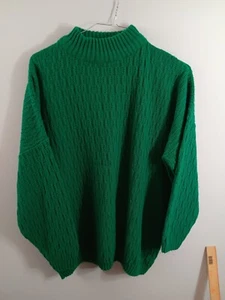 1980s Vintage Spunky Bright Green Turtle Neck Sweater Reto Sz XL Women’s  - Picture 1 of 9