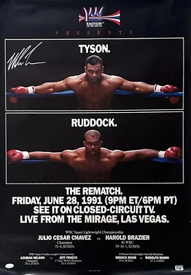 Mike Tyson vs Ruddock II Signed Original Fight Poster JSA & Tyson Holo Authentic - Image 1 of 2