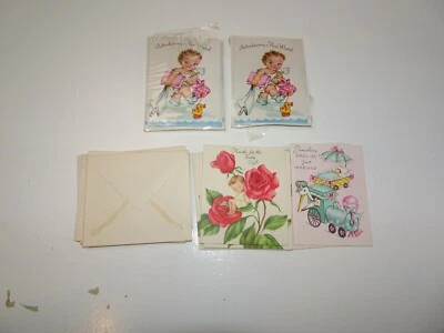 Tarjetas de anuncio de felicitación de bebé vintage selladas de ley con sobres Foto 1 de 4