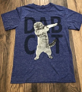 Dab Cat T-shirt Funny Parody Youth Large Blue Casual Novelty Women’s Small - Picture 1 of 5