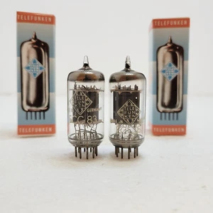 ECC83 12AX7 Telefunken Berlin,17mm ribbed plate,year 1957,early,matched pair - Picture 1 of 5