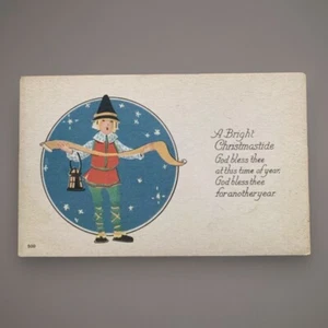 CHRISTMAS Postcard Caroller Singing Carols Vintage 1920 - Picture 1 of 5