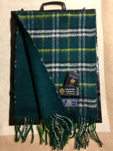 Sciarpa Tartan Double Face Sfondo Verde Effetto Plissettato made in italy - Foto 1 di 19