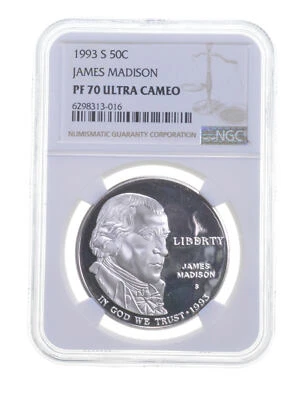 PF70 UCAM 1993-S James Madison Commemorative Silver Dollar - Graded NGC *5306 - Image 1 of 3