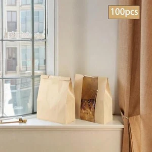 100Pcs Paper Bread Bags for Homemade Bread with Clear Window - Picture 1 of 7