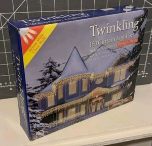 UL White/Clear Twinkling 150 Curtain Light Set NIB *Indoor/Outdoor* ~ 15ft Total - Picture 1 of 5