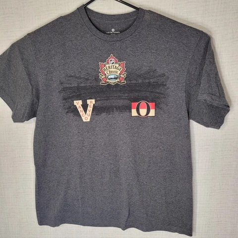 Heritage Classic 2014 T Shirt Adult XL Vancouver Ottawa Heather Gray NHL Hockey Cover