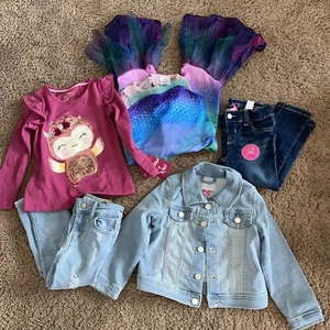 Girls Clothing Lot of 5, Jean Jacket Pants Top Mermaid Costume - Picture 1 of 10