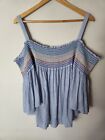 Table Eight Womens Blouse Top Size 18 Blue Smock Cold Shoulder Flowy