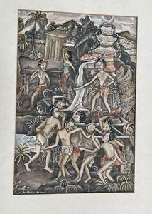 Indonesiano Preparazione Per Festival VECCHIO Dipinto Con C 1931 16" X 11,5" - Foto 1 di 5