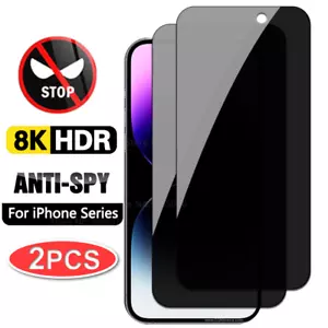 2x iPhone 15 14 13 12 11 Pro Max Privacy AntiSpy Tempered Glass Screen Protector - Picture 1 of 6