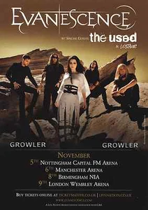 EVANESCENCE - 2012 TOUR FLYER - RARE LIVE CONCERT MUSIC PROMO - AMY LEE THE USED - Picture 1 of 1