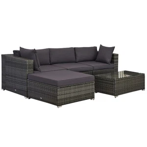 5PC Rattan Wicker Sofa Set Outdoor Patio Garden Sectional Furniture Cushioned - Picture 1 of 11