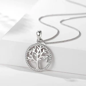 Collar Mujer Árbol de la Vida Real 925 Plata Colgante Mujer Regalo Elegante - Imagen 1 de 9