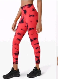 Lululemon Train High Rise Tight Wash Tie Dye Carnation Red Black Size 8 - Picture 1 of 10