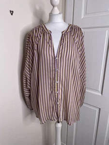 Monsoon Stripe Blouse Sized Large Oversized Fits Up To A Size 20 VGC - Picture 1 of 6