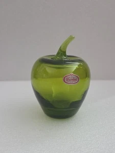 Vintage Rainbow Hollow Hand Blown Glass Green Apple Fruit Paperweight - Picture 1 of 6