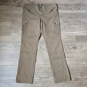 Lauren Ralph Lauren Pants Women 10 Brown Straight Cargo Button Tab Waist Cotton - Picture 1 of 8
