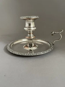Antique Early 19th Old Sheffield Plate Chamberstick Candlestick Holder Silver - Picture 1 of 11