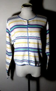 LIZWEAR White Cropped Cardigan Sweater Size S - Picture 1 of 6