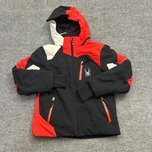 Spyder Leader Insulated Ski Snow Jacket BLACK/WHITE/RED Hooded boys youth 8 - Picture 1 of 11