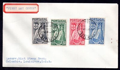PORTUGAL 1946 US MADONNA & CHILD SET ON FDC SC. #671-674 TIED "SETE RIOS" - Image 1 of 2
