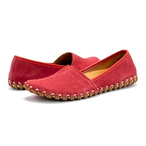 Women Spring Step Kathaleta Red Suede Loafer Arch Support Comfort Flats - Picture 1 of 6