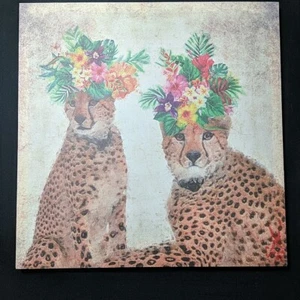 Marco de madera estirada con estampado de guepardo 16 X 16 - Imagen 1 de 6