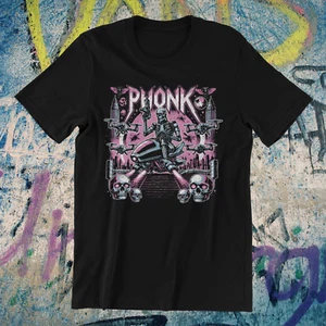 Phonk A.I. Robot Unisex Black T-shirt | Retro Sci-Fi Drone Cyberpunk Aesthetic - Picture 1 of 10