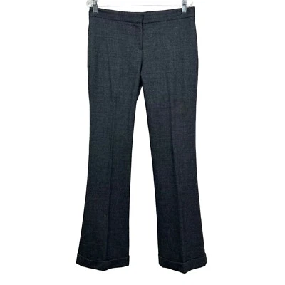 Theory Womens Wide Leg Trouser Pants Wool Blend Straight Cuffed Heather Grey 10 - Image 1 of 4
