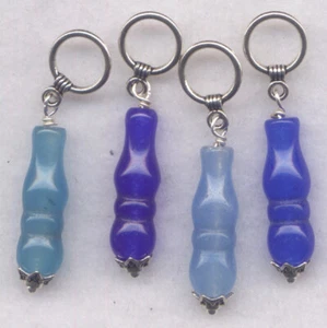 Blue Agate Knitting Stitch Markers Dyed stone Calabash Blues Set of 4/SM225B - Picture 1 of 1