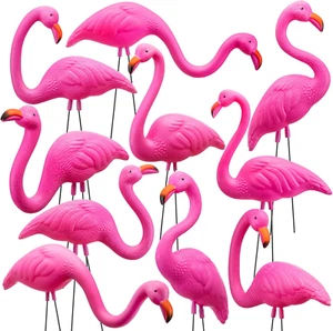10 Pack Mini Pink Flamingo Yard Decorations, Lawn Plastic Statues (3-10IN) - Picture 1 of 12