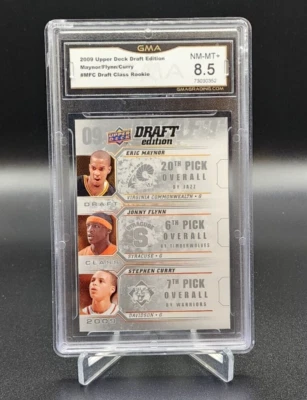 Steph Curry RC 2009 Upper Deck Draft Edition Jonny Flynn Eric Maynor GMA 8.5 - Image 1 of 4