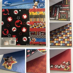 Nueva almohadilla de papel DISNEY 24 hojas nueva en paquete 12" x 12" Mickey Mouse 12 diseños EK éxito - Imagen 1 de 17
