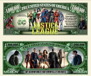 ✅ Pack of 100 DC Comics Justice League 1 Million Dollar Bills Novelty Money ✅ - Picture 1 of 6