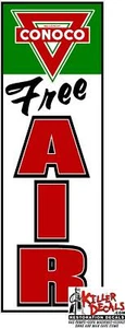 (CONO-STA-1) 18" CONOCO FREE AIR GASOLINE DECAL GAS AND OIL GAS SIGN STICKER - Bild 1 von 1