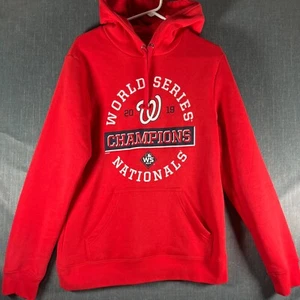 Mlb Mens Hoodie Size M Red Cotton Blend World Series Champions Nationals - Picture 1 of 11