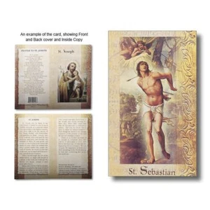 Saint Sebastian Biography Card 80 x 135mm Folded, Gold Foiled - Imagen 1 de 1