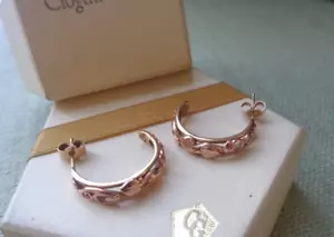 Welsh Clogau Gold Earrings 9ct Yellow & Rose Gold Tree Of Life Pierced 1993 1995 - Picture 1 of 12