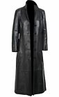 Mens  Italian Black Casual Full Length Casual Wear Genuine Leather Trench Coat
