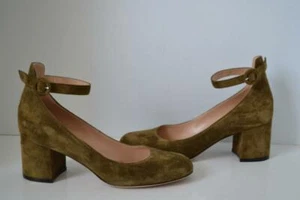 Gianvito Rossi Tan Suede Shoes w/ Ankle Strap Block Heels Size 39/ 8.5 $675 - Picture 1 of 10