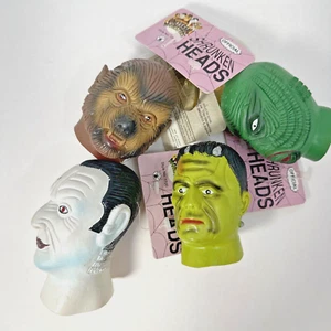 Rubies 1994 Universal Monsters Shrunken Heads set 4 pezzi giocattolo horror aggrovigliato - Foto 1 di 12