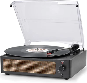 Reproductor de discos de vinilo con altavoz tocadiscos vintage accionado por cinturón 3 velocidades - Imagen 1 de 9