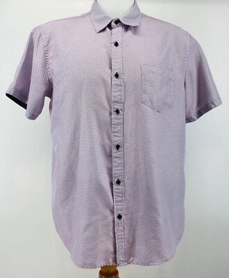 Suslo Couture Mens Shirt Size 2XL Short Sleeve Slim Fit Black Pink Dot Print  U8 - Image 1 of 4