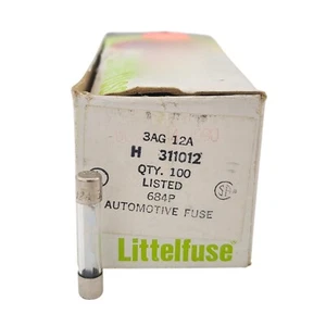 10PCS Littelfuse 12 Amp 32V 3AG Standard Fast Blow Fuses H311012 (1/4" x 1-1/4") - Picture 1 of 4