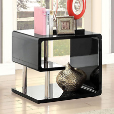 Simple Relax Lacquer and Metal End Table, Black Chrome 